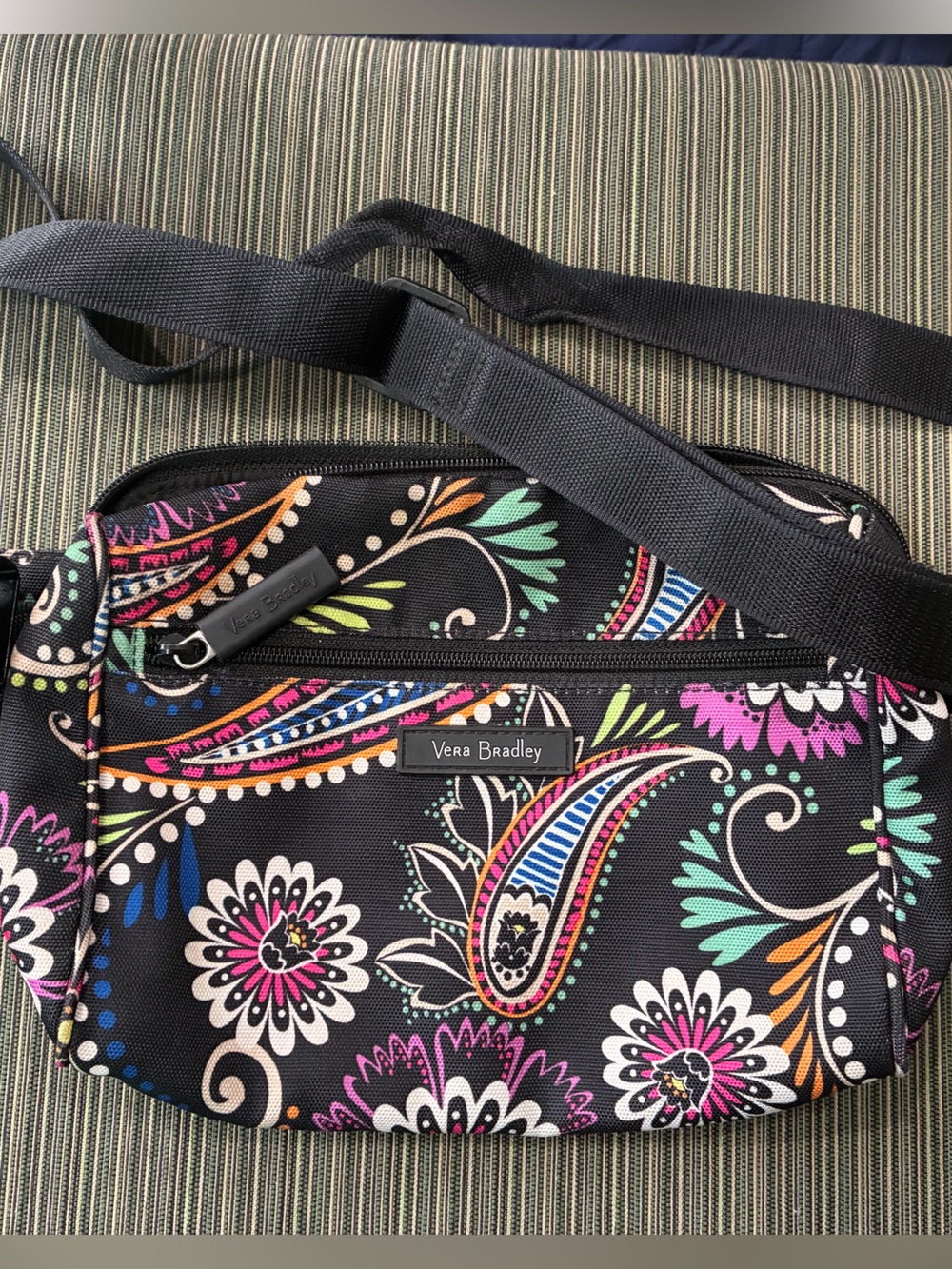 Vera Bradley Black Paisley Floral belt bag purse